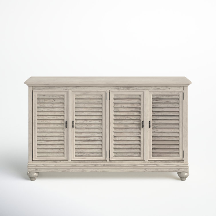 Elegant White Linen 72'' Traditional Sideboard with Louvered Doors