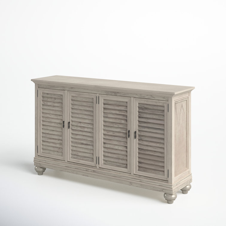 Elegant White Linen 72'' Traditional Sideboard with Louvered Doors
