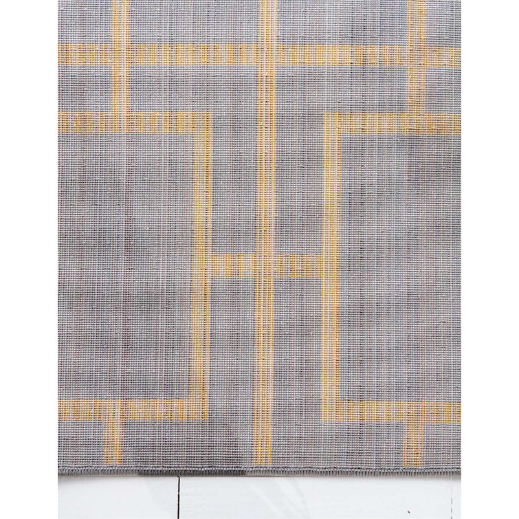 Gray and Gold Geometric Trellis 6' x 9' Synthetic Area Rug
