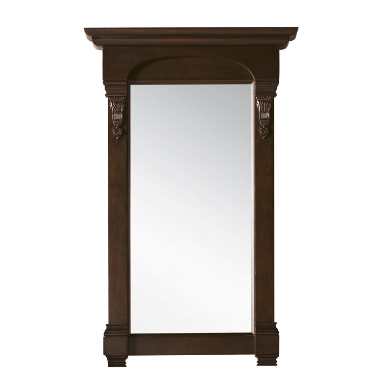 Warm Cherry Rectangular Wood Framed Bathroom Vanity Mirror