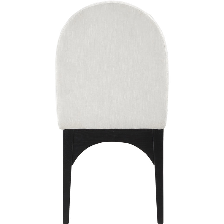 Cream Chenille Upholstered Side Chair with Black Ash Wood Legs