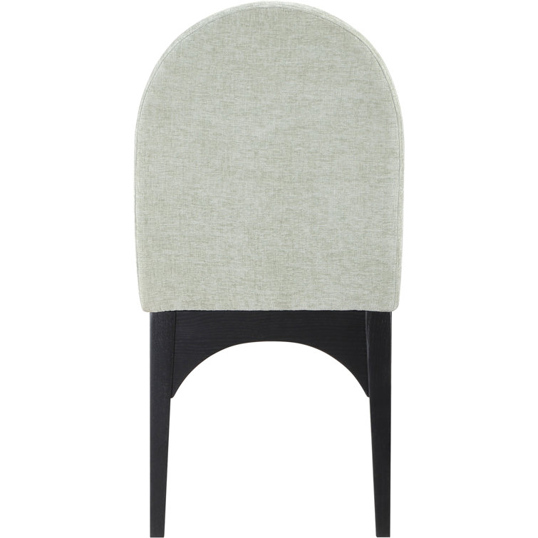 Mint Chenille Upholstered Side Chair with Black Ash Wood Legs