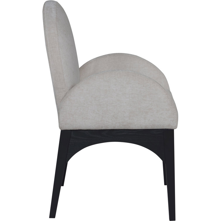 Gray Upholstered Arm Chair with Black Wood Legs