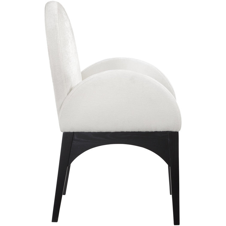 Cream Upholstered Arm Chair with Black Wood Legs