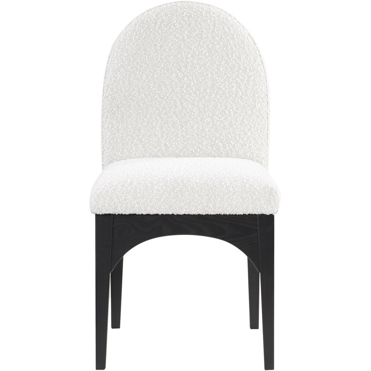 Cream Boucle Upholstered Arm Chair with Black Ash Wood Legs