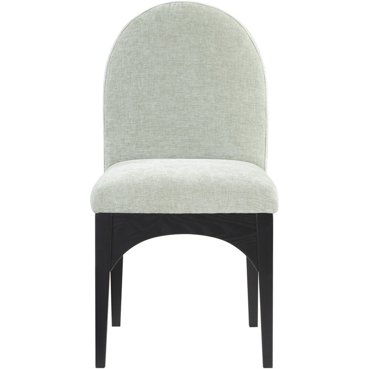 Mint Chenille Upholstered Side Chair with Black Ash Wood Legs