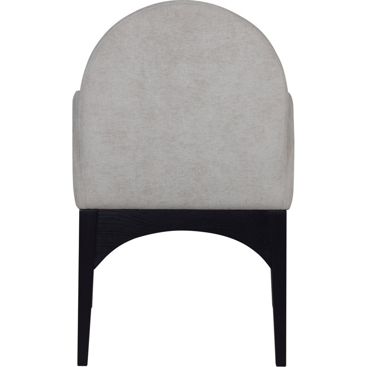 Gray Upholstered Arm Chair with Black Wood Legs