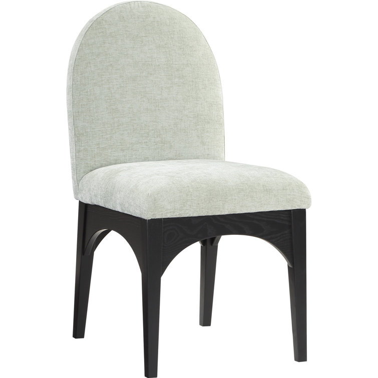 Mint Chenille Upholstered Side Chair with Black Ash Wood Legs
