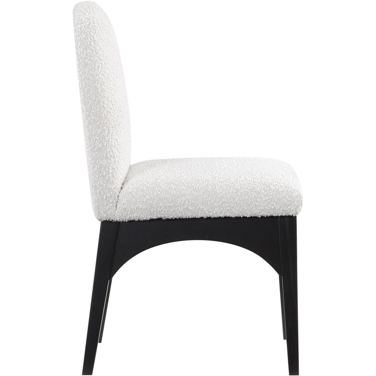 Cream Boucle Upholstered Arm Chair with Black Ash Wood Legs