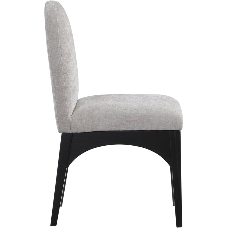 Gray Chenille Upholstered Side Chair with Black Wood Legs