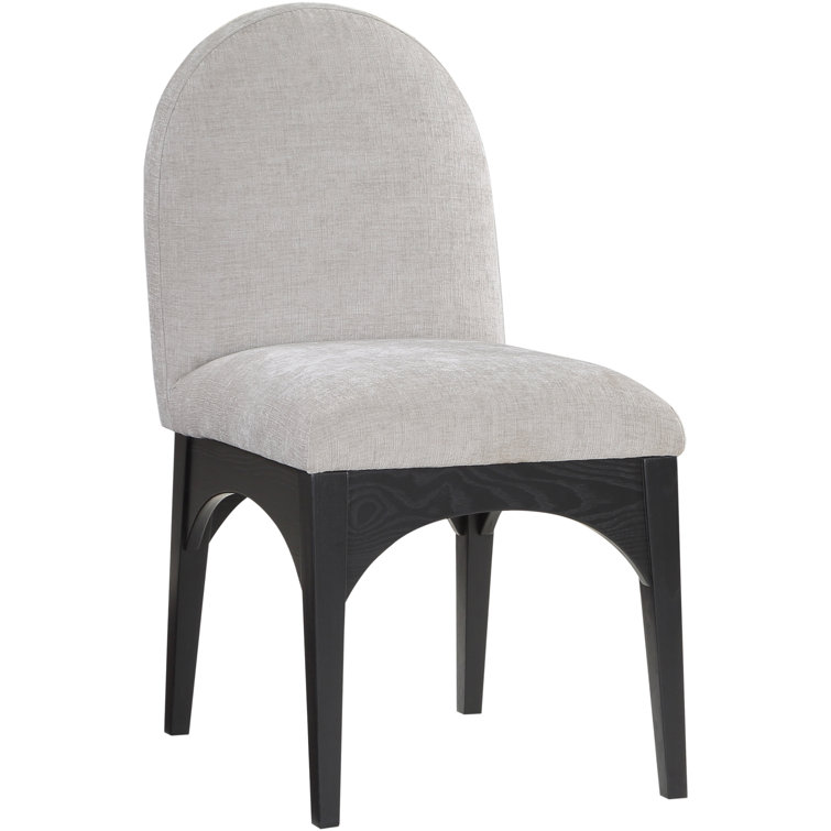 Gray Chenille Upholstered Side Chair with Black Wood Legs