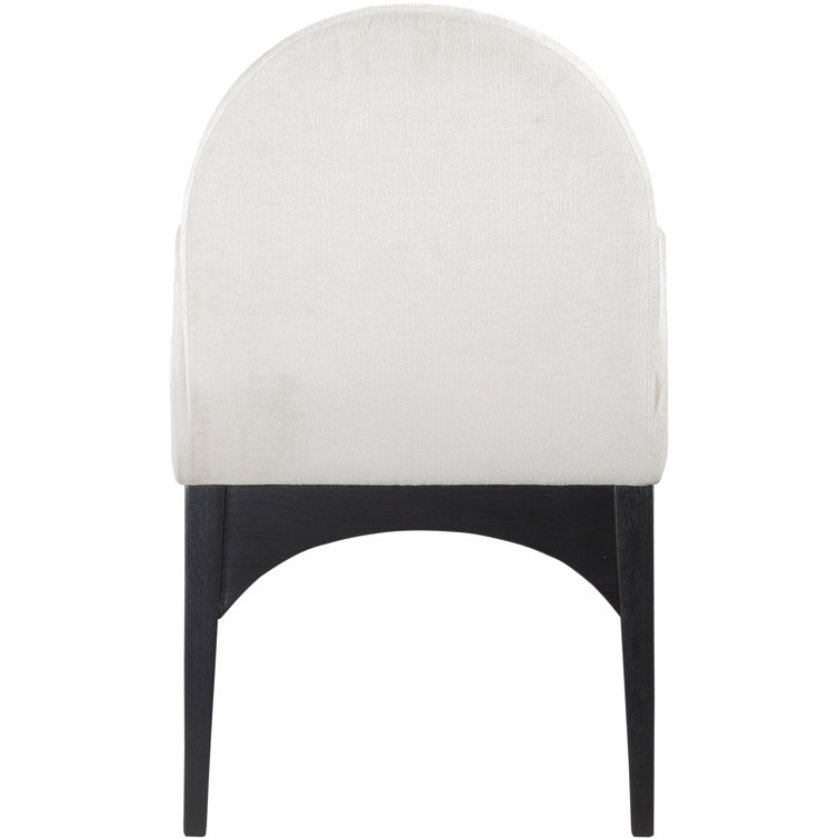 Cream Upholstered Arm Chair with Black Wood Legs