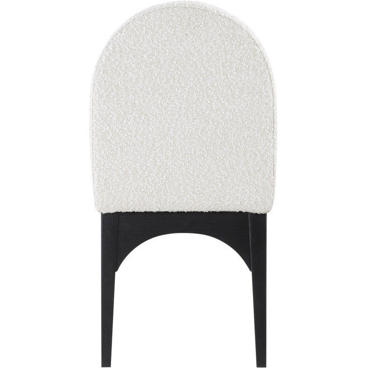 Cream Boucle Upholstered Arm Chair with Black Ash Wood Legs