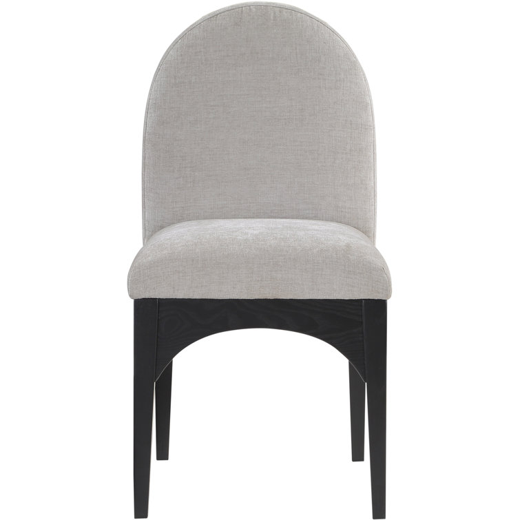 Gray Chenille Upholstered Side Chair with Black Wood Legs