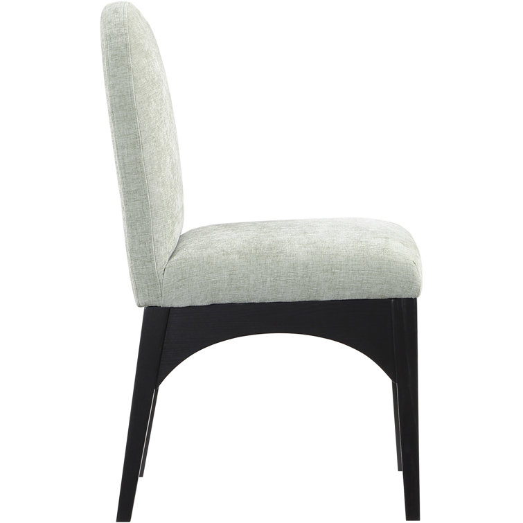Mint Chenille Upholstered Side Chair with Black Ash Wood Legs