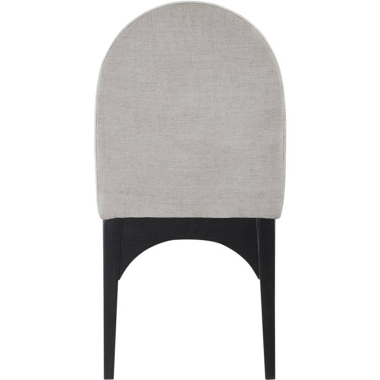 Gray Chenille Upholstered Side Chair with Black Wood Legs