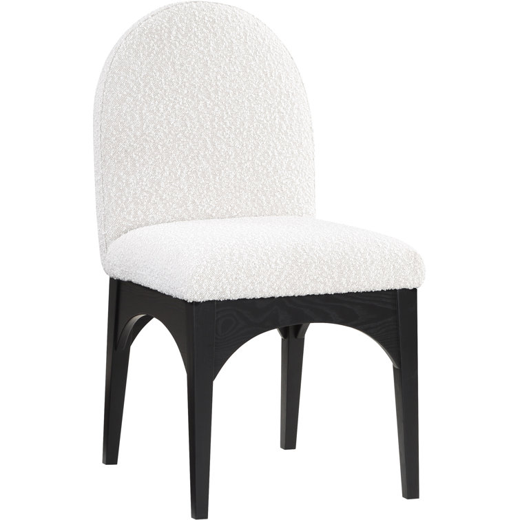 Cream Boucle Upholstered Arm Chair with Black Ash Wood Legs