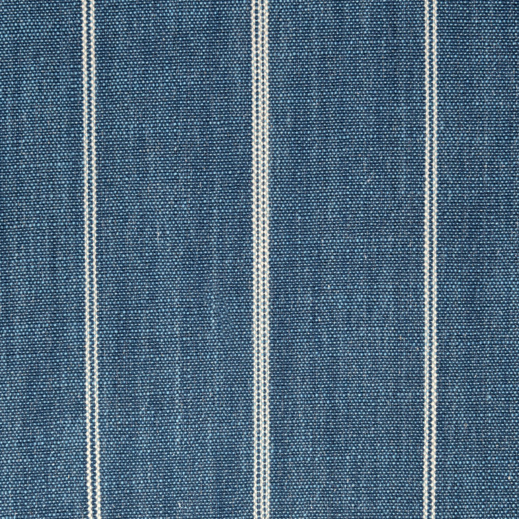 Blue Striped Linen Swivel Accent Chair with Rolled Arms