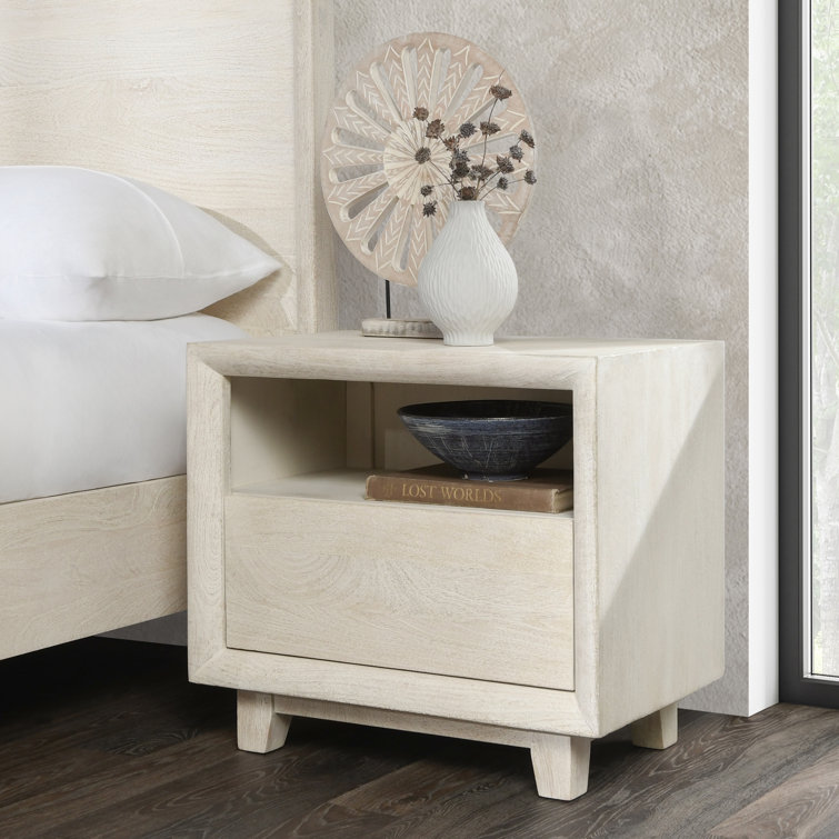 Lorinda Light Brown Mango Wood 1-Drawer Nightstand