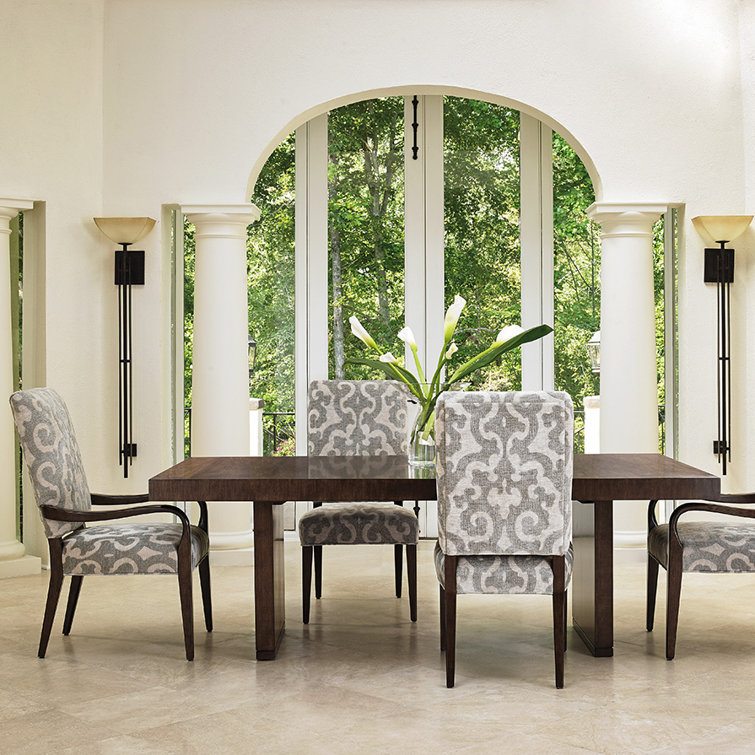 Transitional Extendable Brown Wood Dining Table for Ten