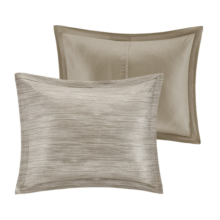 King Taupe Microfiber Seersucker Comforter Set with Decorative Pillows
