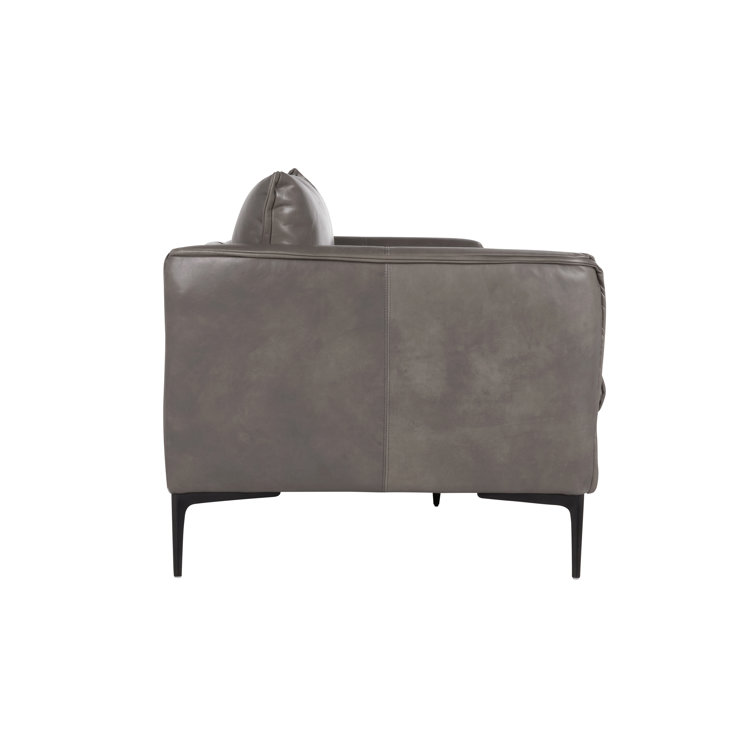 Waldorf Tan Top-Grain Leather Stationary Sofa with Tapered Wood Legs