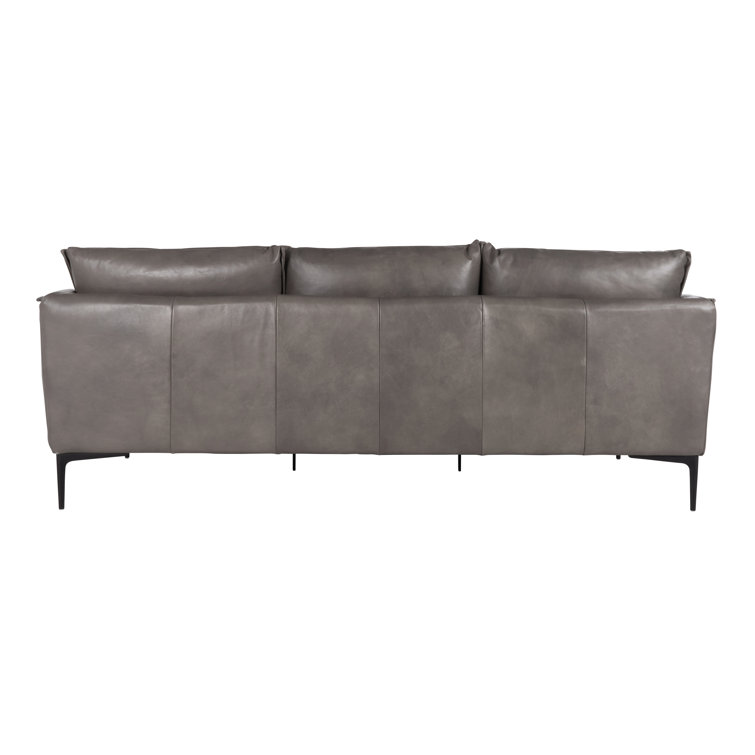 Waldorf Tan Top-Grain Leather Stationary Sofa with Tapered Wood Legs