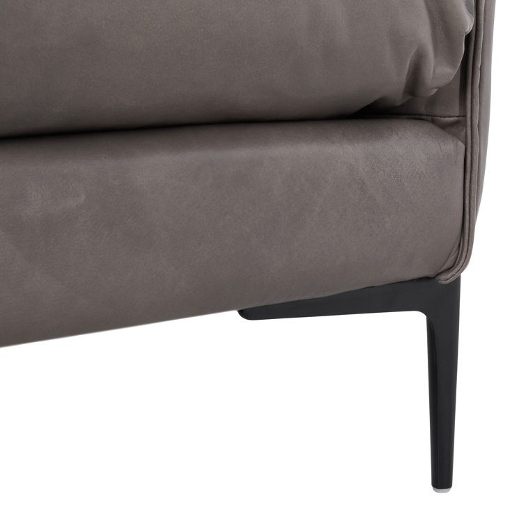 Waldorf Tan Top-Grain Leather Stationary Sofa with Tapered Wood Legs