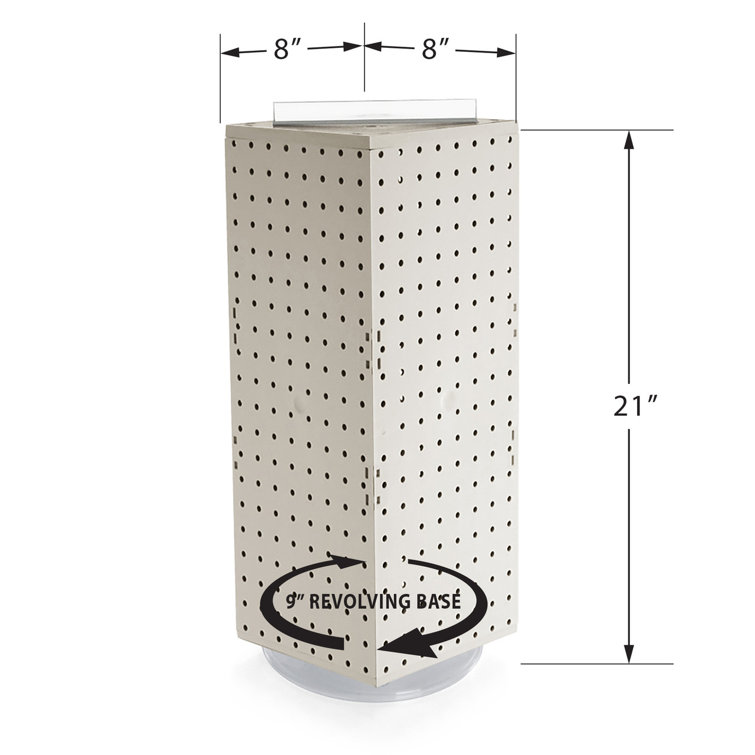 White Four-Sided Revolving Pegboard Counter Display with Hooks