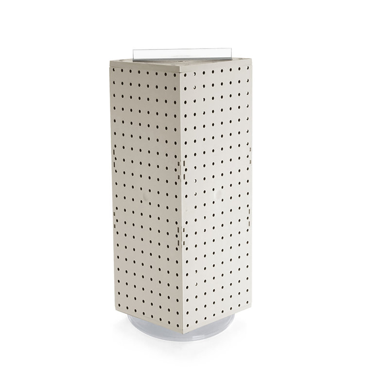 White Four-Sided Revolving Pegboard Counter Display, 20" Height