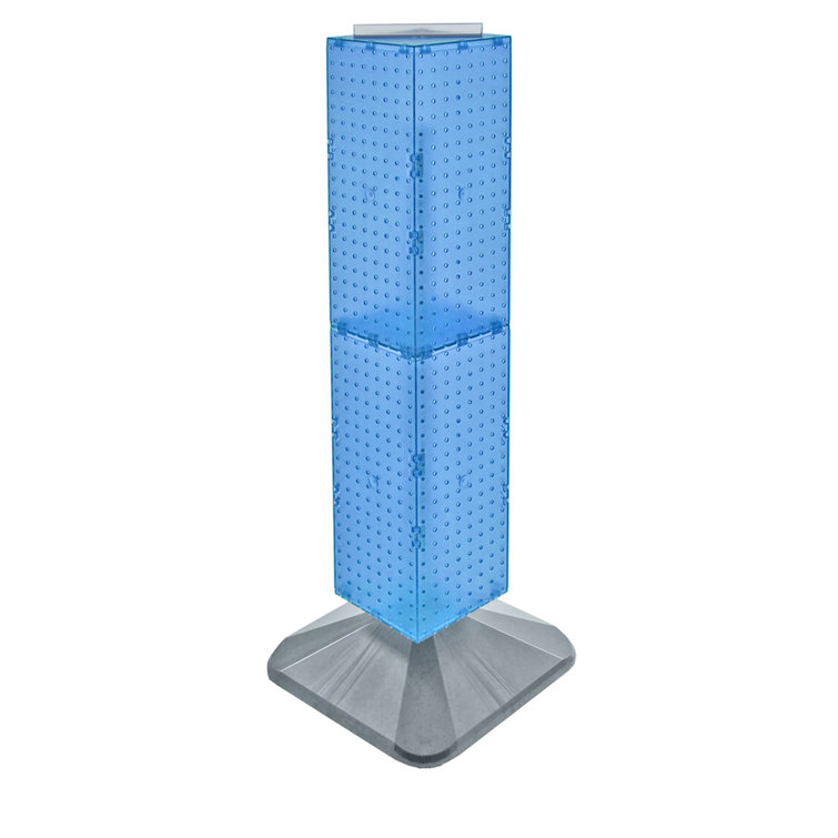 Blue Translucent 40" Pegboard Display Tower with Revolving Base