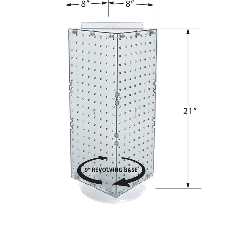 Clear Four-Sided Revolving Pegboard Counter Display, 8"W x 20"H