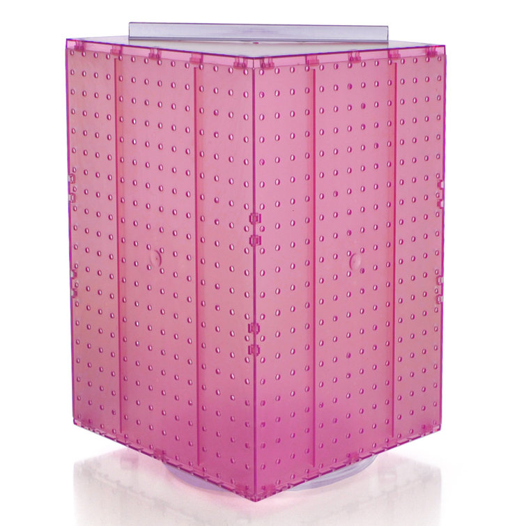 Pink Translucent Four-Sided Revolving Pegboard Display Stand