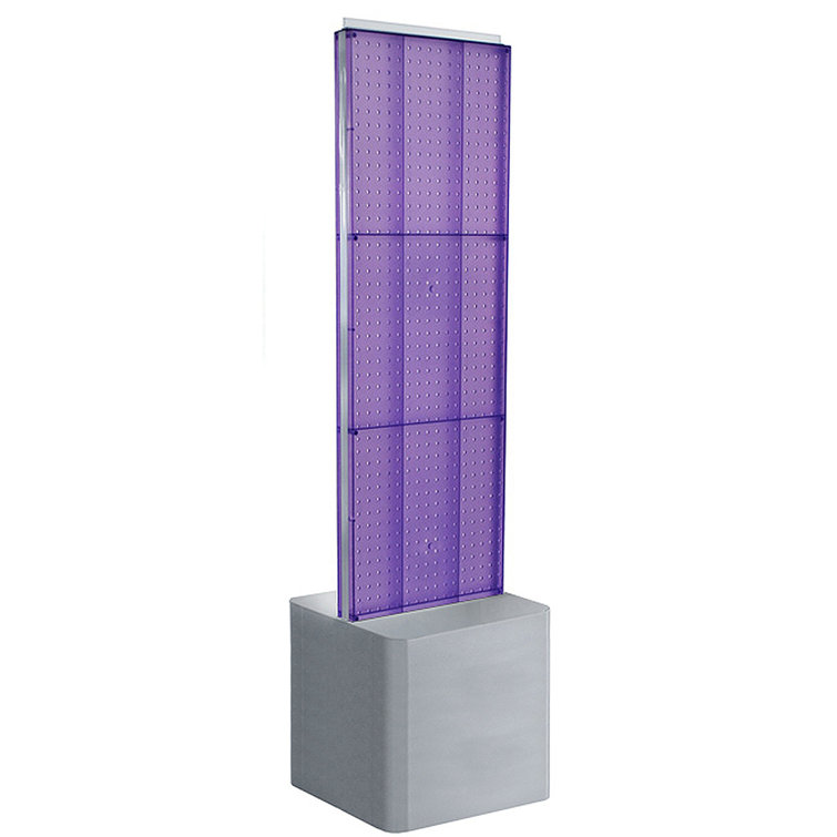 Adjustable Silver Base Two-Sided Purple Pegboard Display