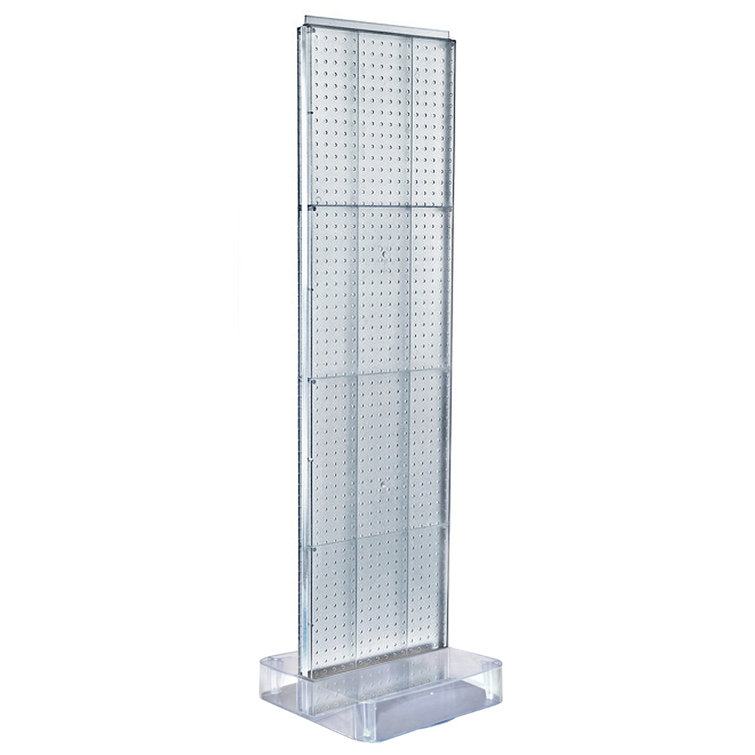 Clear Plastic Two-Sided Pegboard Floor Display with Studio Base