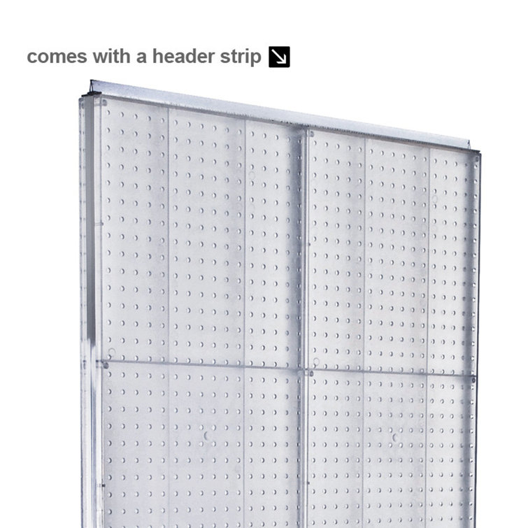 Purple Two-Sided Pegboard Floor Display with Silver Metal Base