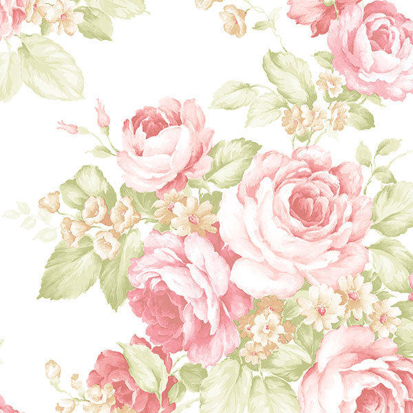 Pink Floral Pre-pasted Removable Washable Wallpaper