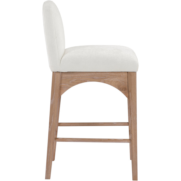 Natural Solid Wood Cream Boucle Counter Stool