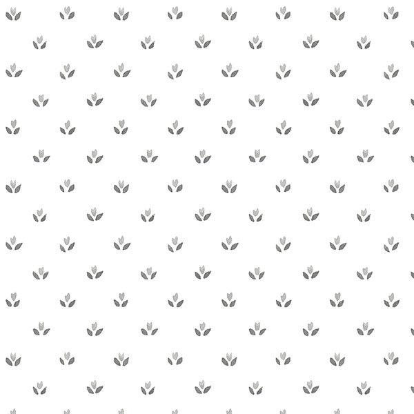 Grey and Off-White Floral Pre-Pasted Vinyl Wallpaper