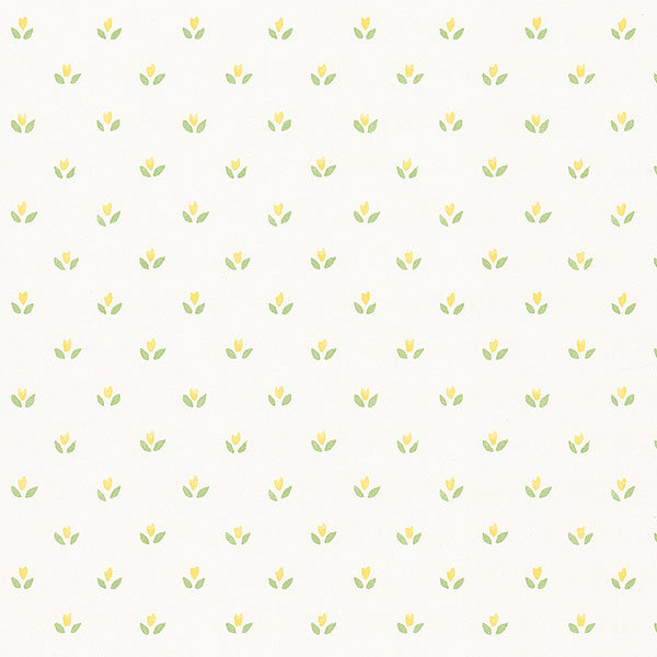 Yellow and Green Floral Vinyl Wallpaper Roll