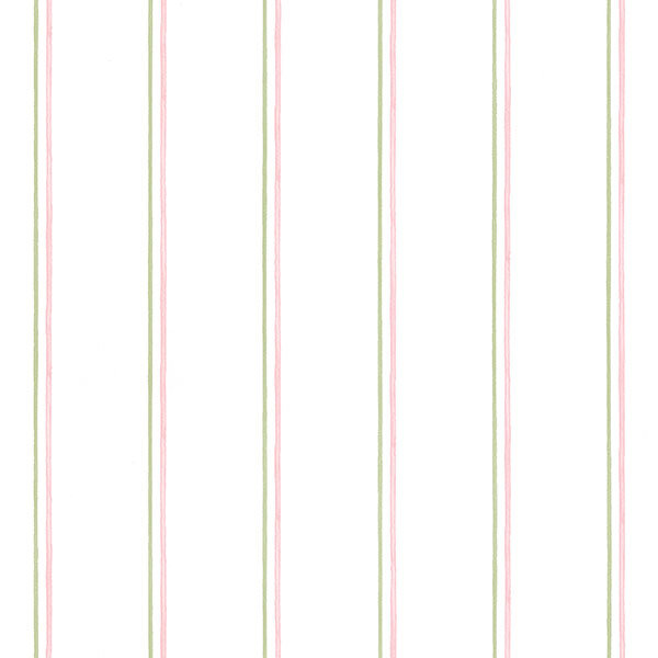 Green and Pink Striped Removable Washable Wallpaper