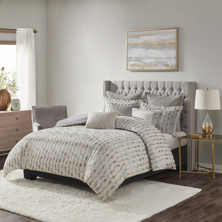 Ivory Jacquard Queen 8-Piece Cotton Bedspread Set