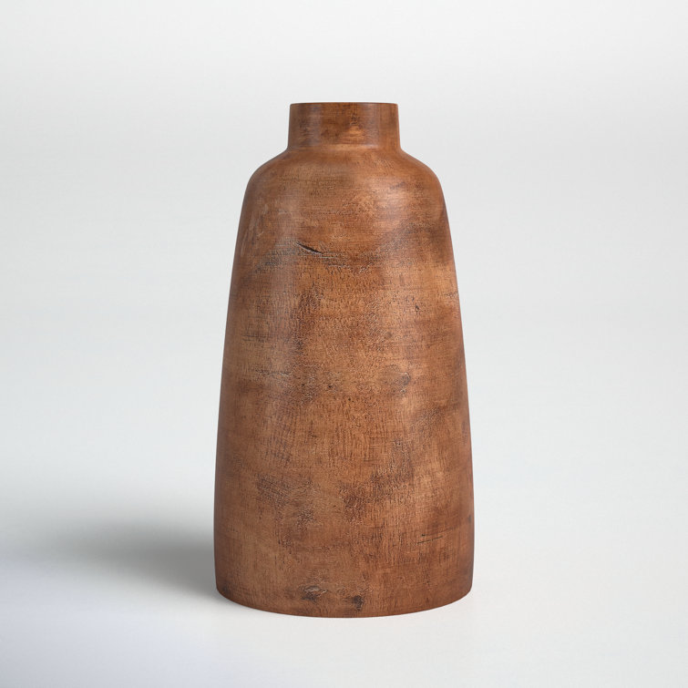 Mylo 14.25'' Brown Paulownia Wood Table Vase