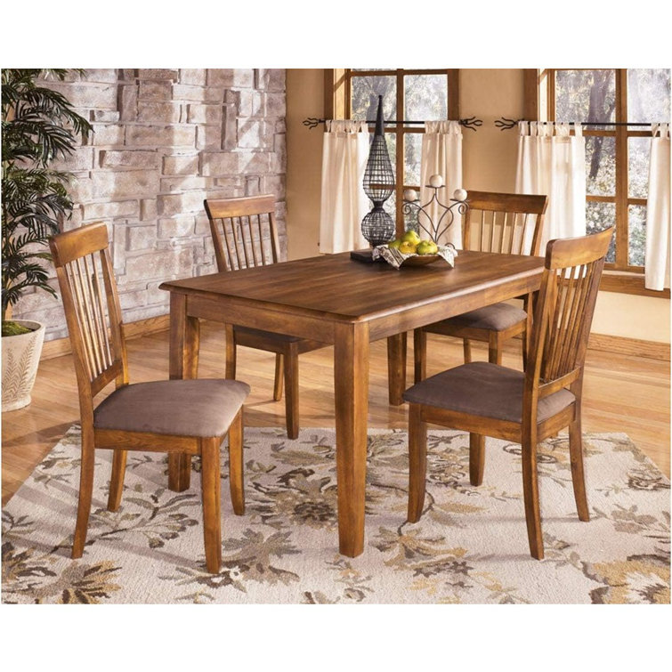 Rustic Brown Microfiber Upholstered Side Chair Set