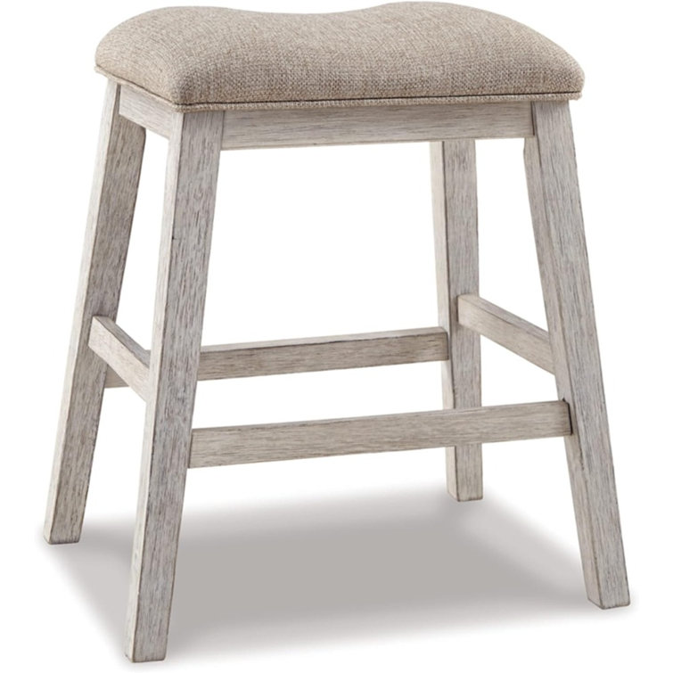 Transitional Whitewash Wood Counter Stool Set, 24" Height