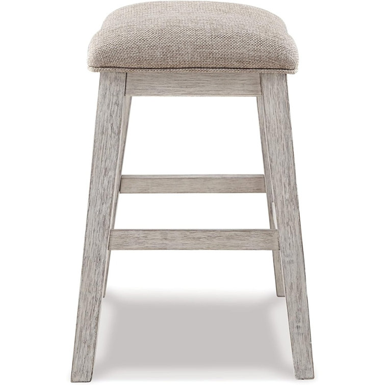 Transitional Whitewash Wood Counter Stool Set, 24" Height