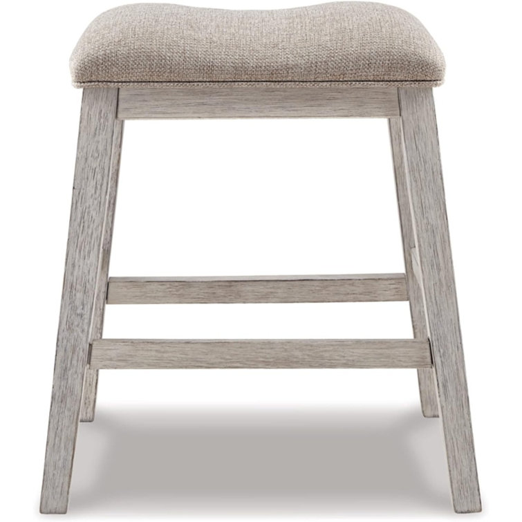 Transitional Whitewash Wood Counter Stool Set, 24" Height
