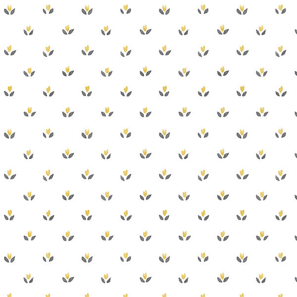 Yellow and Charcoal Floral Pre-pasted Vinyl Wallpaper