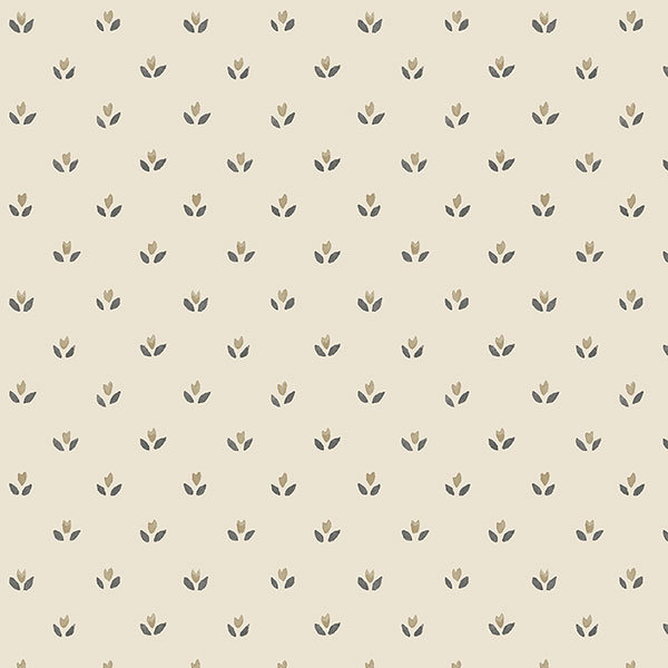 Beige and Charcoal Floral Solid Vinyl Wallpaper Roll