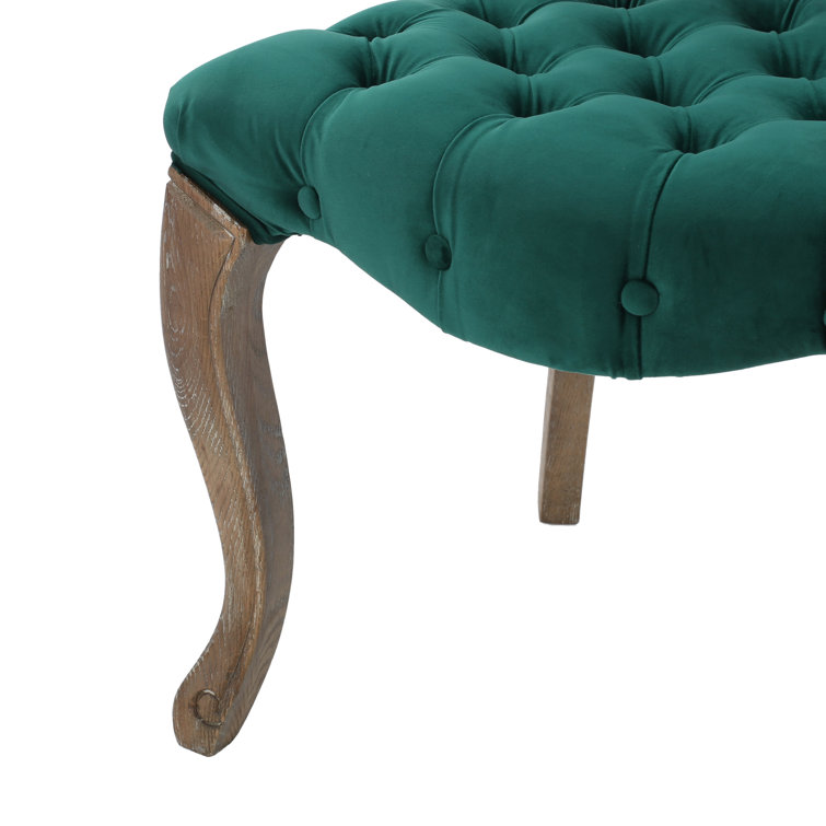 Elizabeth Tufted Dark Green Velvet Wood Dining Chairs (Set of 2)